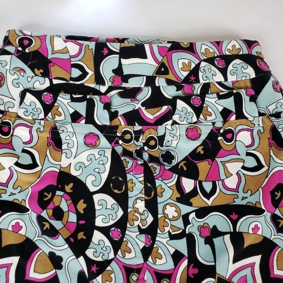 Etcetera Blue Abstract Art Print Corduroy Skirt womens 0 Knee Length - Picture 3 of 7